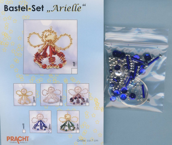 0193341 Perlen Bastelset Engel Arielle silber-blau 7cm