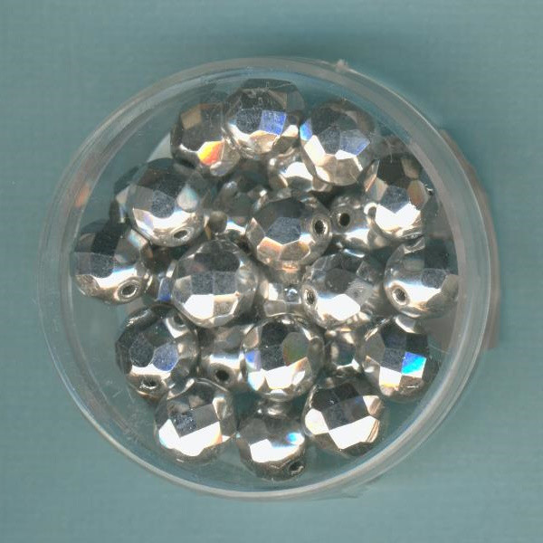 827000 Glasschliffperlen 8mm bedampft silber 25 Stück