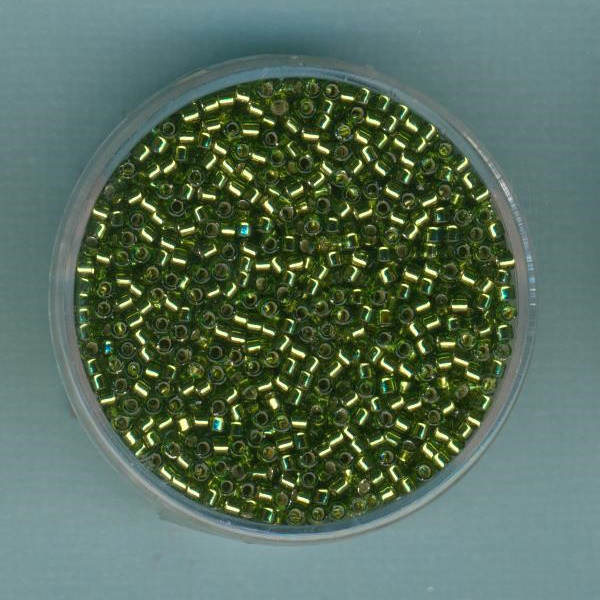 db1207 Delica Beads 2mm oliv Silbereinzug 9g