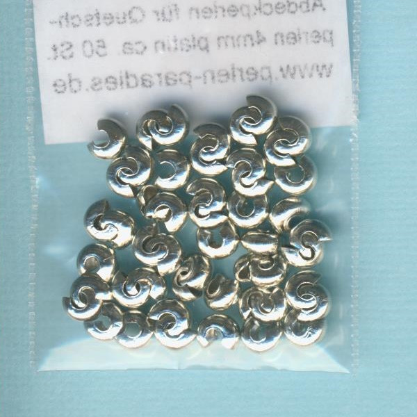 h0295091 Abdeckperlen für Quetschperlen 4mm platin 50 Stück