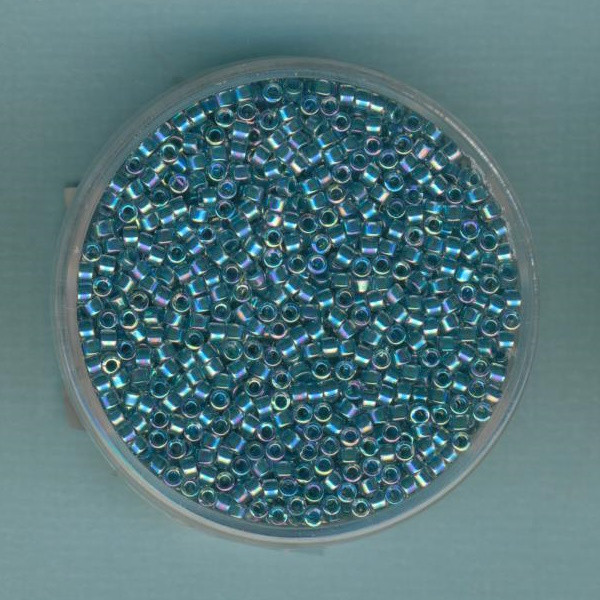 db0058 Delica Beads 2mm blue lined crystal AB 9g