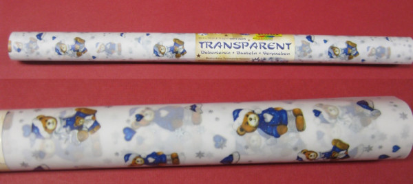 89104 folia Transparentpapier Rolle Teddy silber blau