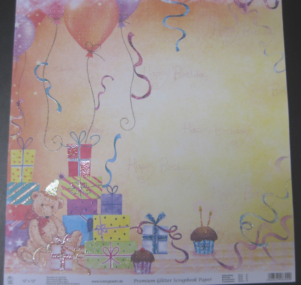 70300001 Scrapbook Papier Geburtstag 30,5x30,5cm Vorderseite