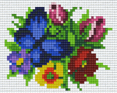 801334 Pixelhobby Klassik Set Schmetterling blau mit Blumen
