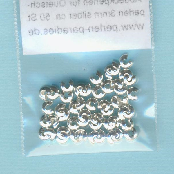 h0285092 Abdeckperlen für Quetschperlen 3mm silber 50 Stück